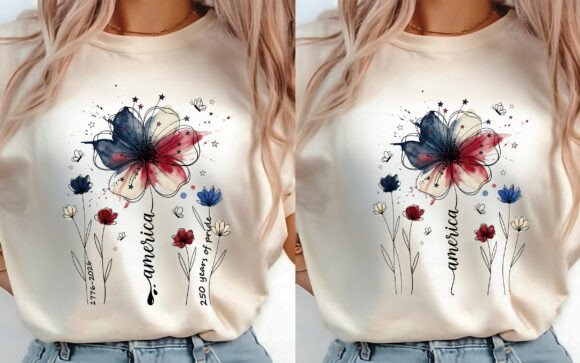 Download Boho Floral USA 250 T-shirt Design 2 PNG - Png Collection