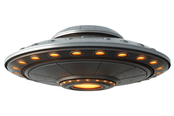 Download Futuristic Flying Saucer with Orange PNG - Png Collection