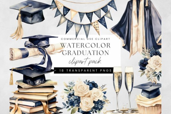 Download Watercolor Graduation Clipart PNG - Png Collection