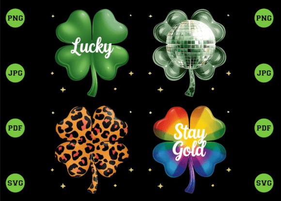Download Retro Lucky Clover St Patrick's Day PNG - Png Collection