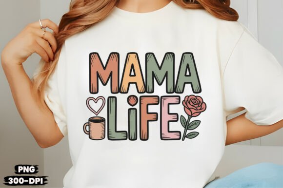 Download Retro Mama Life Floral Mom T-Shirt PNG - Png Collection