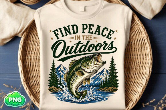 Download Find Peace Outdoors PNG Fishing Design - Png Collection