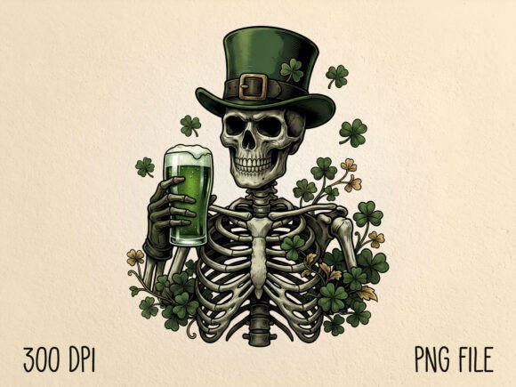 Download Funny St Patrick’s Day Skeleton Beer PNG - Png Collection