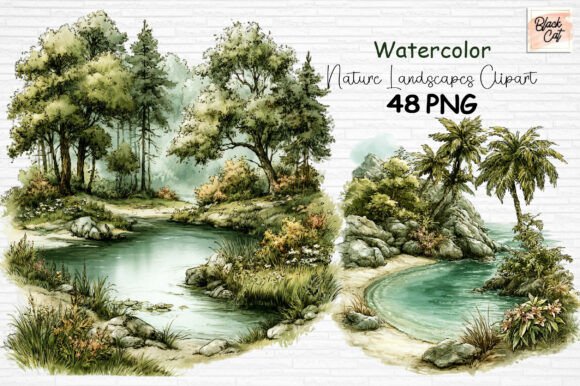 Download Watercolor Nature Landscapes Clipart PNG - Png Collection