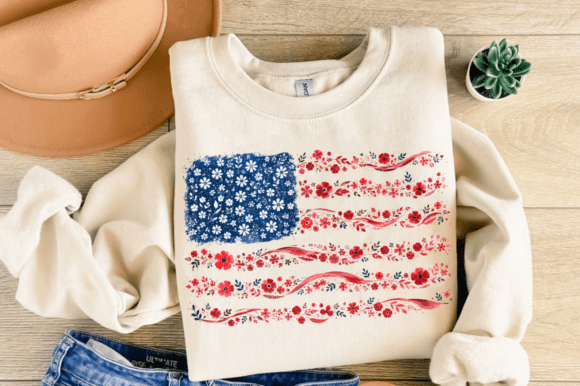 Download Floral USA Flag PNG, 4th of July PNG - Png Collection